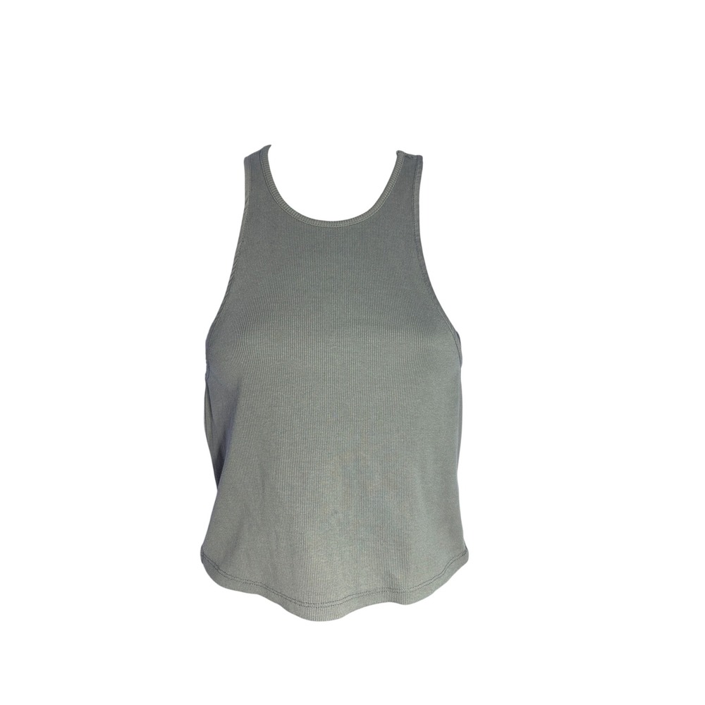 Free-est free people women's xs gray ribbed crop tank top wide sleeve